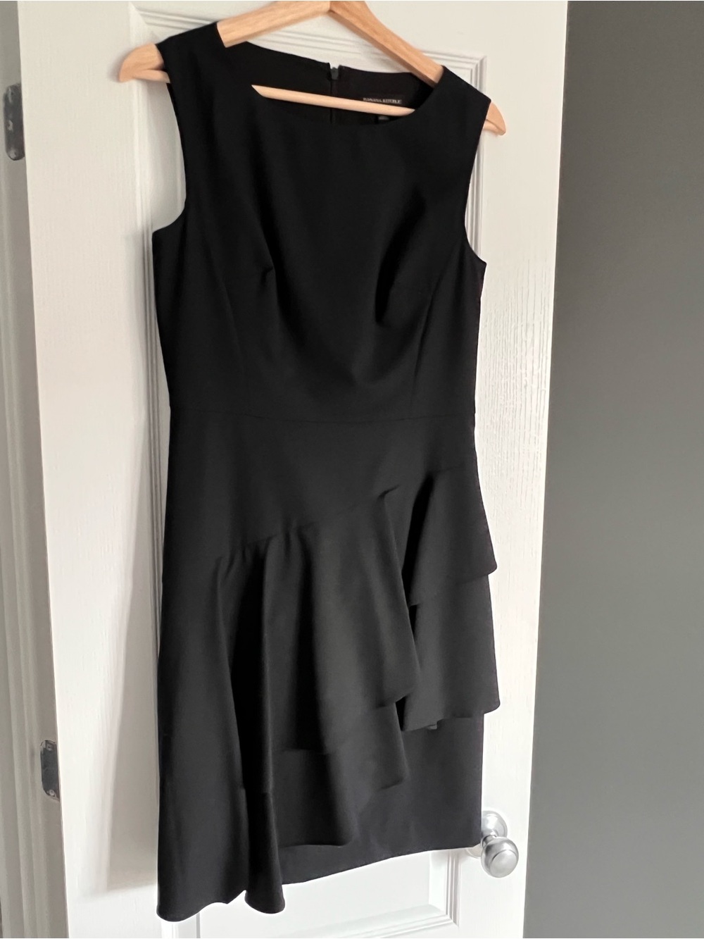 Banana Republic Black Sleeveless Ruffle Midi Dress